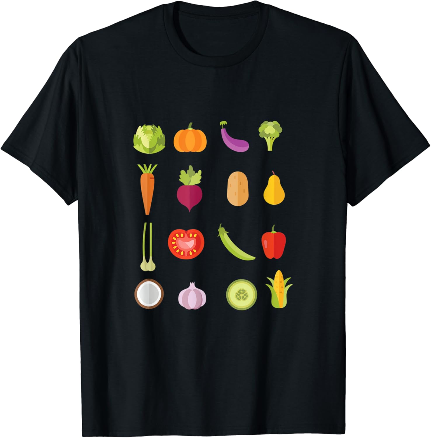 Colorful Veggie Icon Funny Gift Vegetables Vegan TShirt